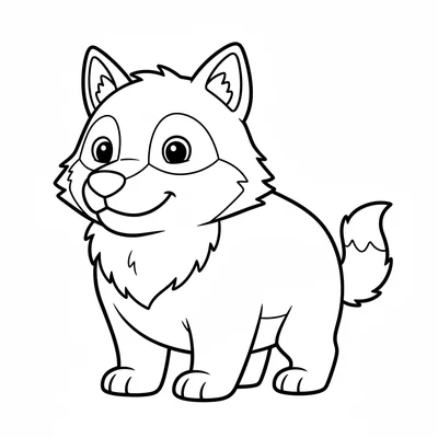 A simple werewolf in wolf form shown as a large rounded wolf with big paws coloring page