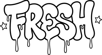 Render the exact text 'FRESH' in Graffiti Tag style. STRICTLY NO BRICK WALLS. F… coloring page