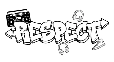 Render the exact text 'RESPECT' in Graffiti Tag style. STRI… coloring page