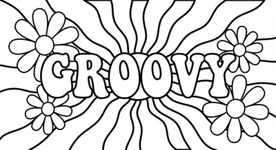 Render the exact text 'GROOVY' in 1970s Groovy Retro style.… coloring page