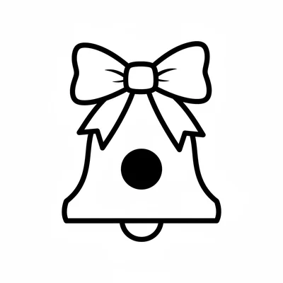 A simple Christmas bell shape with a clapper dot hanging inside, viewed coloring page