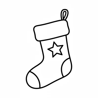 A simple Christmas stocking hanging from a hook, with a fold-over cuff coloring page