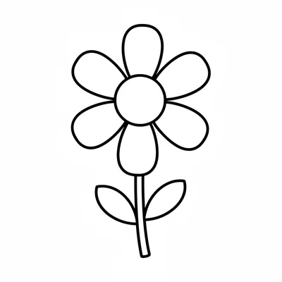 A simple daisy flower with five broad oval petals and a large round center coloring page