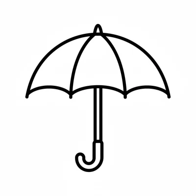 A simple open umbrella viewed from the front, the dome divided into alternating coloring page