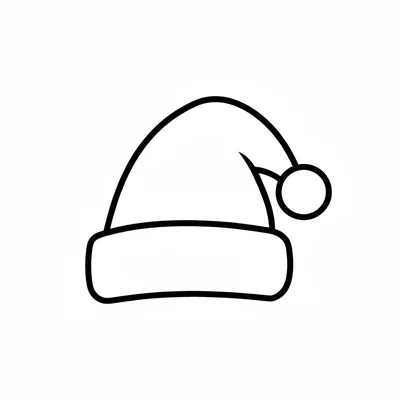 A simple red Santa hat with a white fur band at the base and a white pompom coloring page