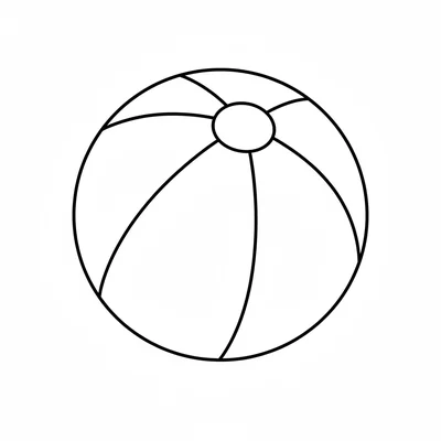 A round beach ball with five simple alternating color segment stripes from top coloring page