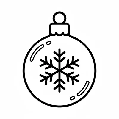 A simple round Christmas bauble with a snowflake etched on the surface coloring page