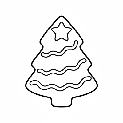 A simple round cookie in the shape of a Christmas tree, with basic icing lines coloring page
