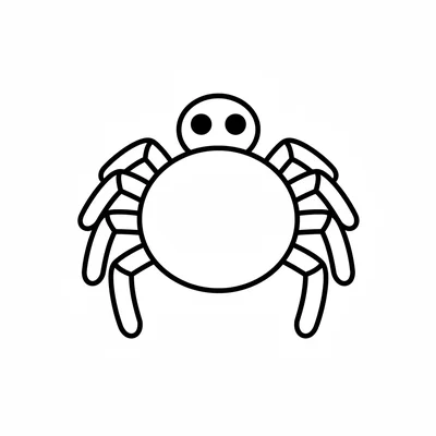 A round cute cartoon spider with a big round body, a smaller round head above coloring page