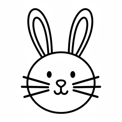 A simple round Easter bunny head viewed from the front, with two long upright coloring page