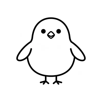 A simple round Easter chick shape, a small fluffy round bird with a small coloring page