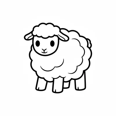 A simple round Easter lamb shape, a cute fluffy lamb with a white woolly body coloring page