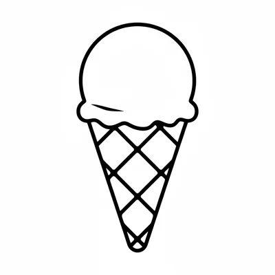 A simple round ice cream cone with a single round scoop on top of a waffle coloring page