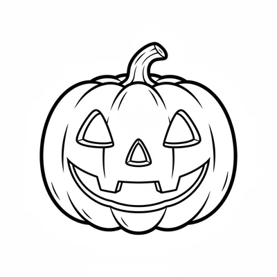A round jack-o-lantern pumpkin with a simple carved triangle eyes, a triangle coloring page
