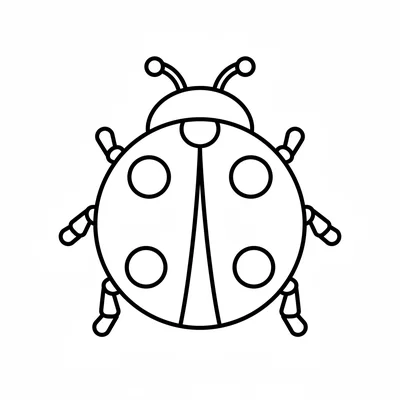 A simple round ladybug with a round body divided down the center by a simple coloring page