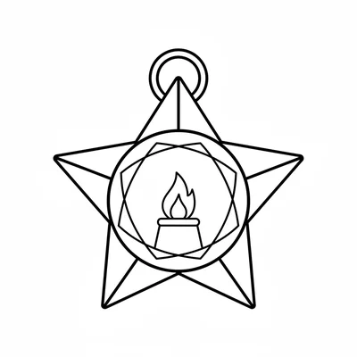 A simple round lantern in the shape of a star with five pointed rays, a simple coloring page