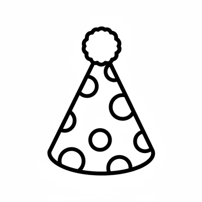 A simple round New Year's Eve party hat cone shape with a pom pom at the tip coloring page