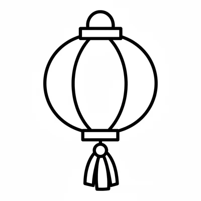 A simple round paper lantern with a round body, a looping wire handle coloring page
