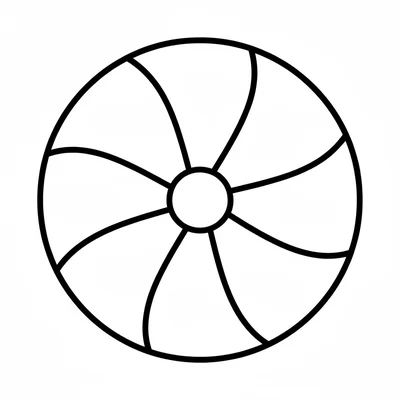 A simple round peppermint candy with a spiral stripe from center outward coloring page