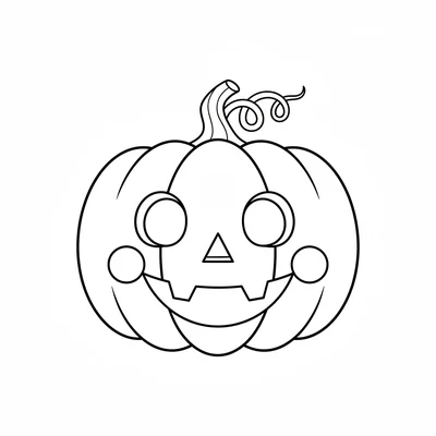 A simple round smiling jack-o-lantern with a happy triangle smile instead coloring page