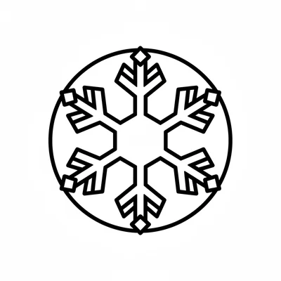 A round snowflake shape with six symmetrical branches each ending in a small coloring page