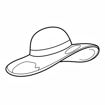 A simple round sunhat with a wide brim and a simple band of ribbon around coloring page