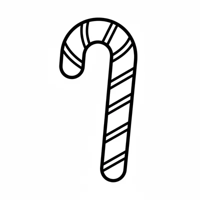 A single candy cane with diagonal stripes and a round hooked top, standing coloring page