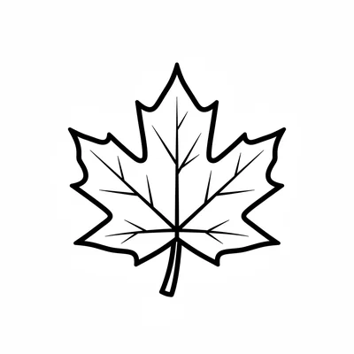 A single large autumn maple leaf with five pointed lobes, viewed flat coloring page