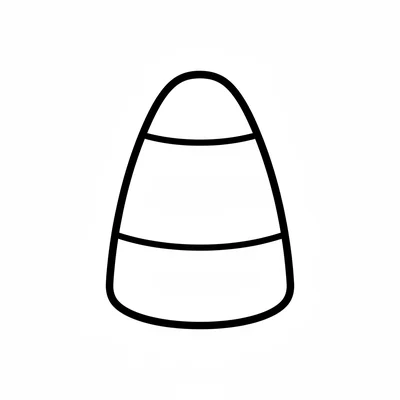 A single piece of candy corn with three color bands, a pointed yellow bottom coloring page