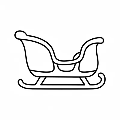 A simple sleigh shape viewed from the side, with two curved runners coloring page