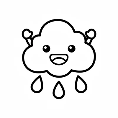 A chibi cloud character with a big round cloud-shaped white body and a smiling coloring page