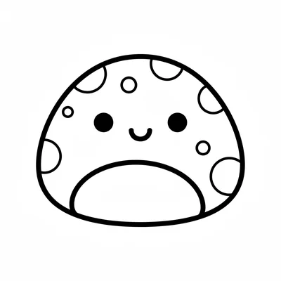A kawaii mochi ball with a round pillowy shape, a gentle smiling face coloring page