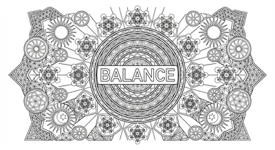 Render the exact text 'BALANCE' in Geometric Sans-Serif sty… coloring page