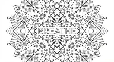 Render the exact text 'BREATHE' in Geometric Sans-Serif sty… coloring page