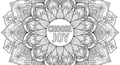 Render the exact text 'CHOOSE JOY' in Geometric Sans-Serif… coloring page