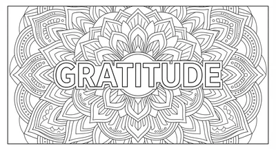 Render the exact text 'GRATITUDE' in Geometric Sans-Serif s… coloring page