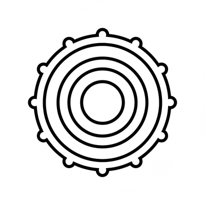 A 3-ring target mandala with thick bold outlines and large equally-spaced gaps coloring page