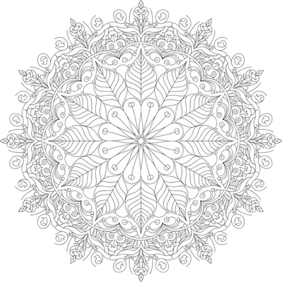 An 8-fold mandala with 8 rings built from progressively more articulated coloring page