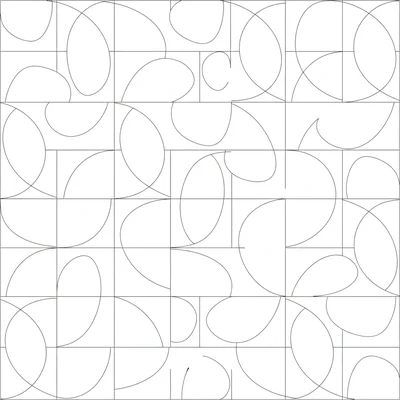 An abstract composition based on a Truchet tile system where each square tile coloring page