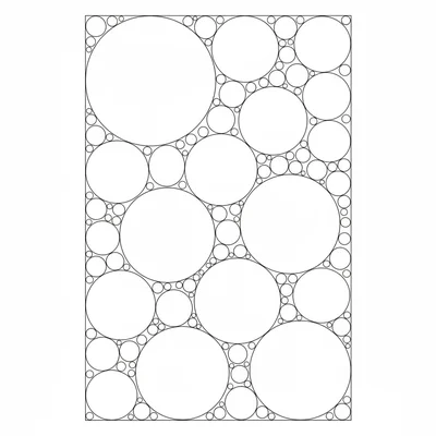 An abstract composition of overlapping circles of varying sizes coloring page