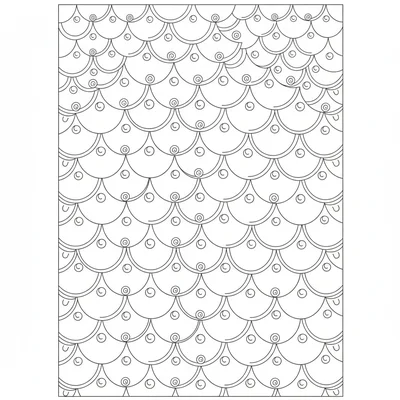 An abstract fish scale repeat pattern scaled to fill the full composition coloring page