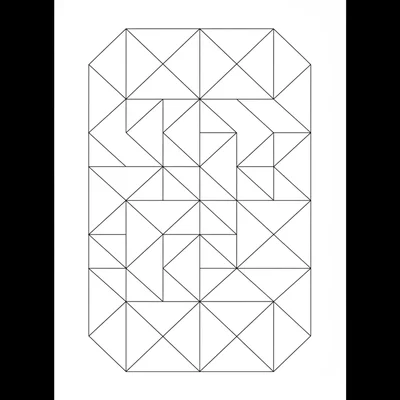 An abstract Penrose tiling design using the two canonical kite and dart shapes coloring page