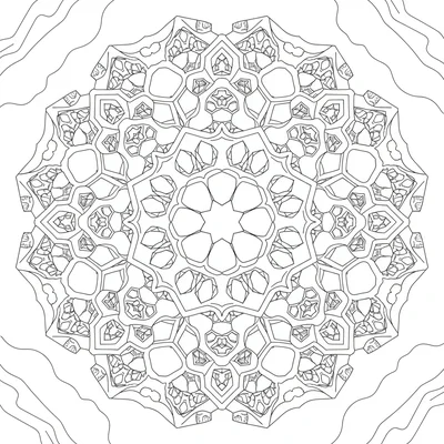 A barnacle mandala inspired by the pattern of a barnacle colony on a rock coloring page