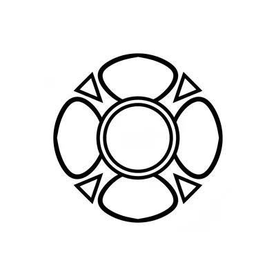 A beginner Art Deco-inspired mandala with 4 large fan shapes at the cardinal coloring page