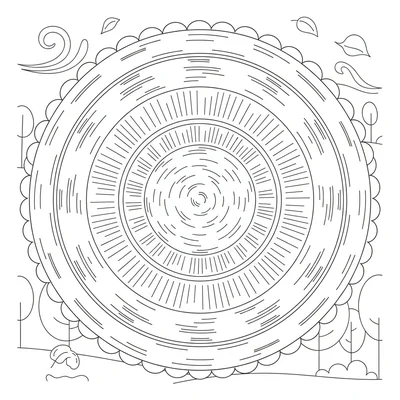 A birch bark mandala based on the lenticel patterns of birch bark coloring page