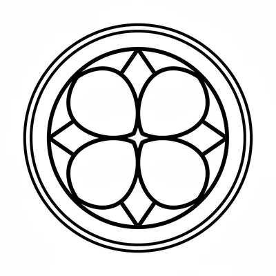 A cross-petal mandala with 4 large rounded petals pointing at the cardinal coloring page