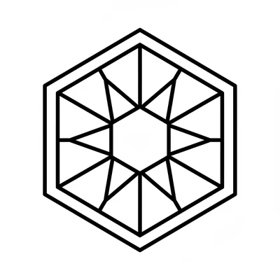 A double hexagon mandala with a large outer hexagon, a smaller inner hexagon coloring page