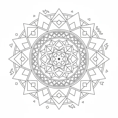 A geometric mandala inspired by Native American star blanket patterns, with 8 coloring page