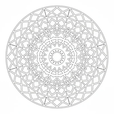 A geometric mandala with 12 sections and 8 rings, where coloring page