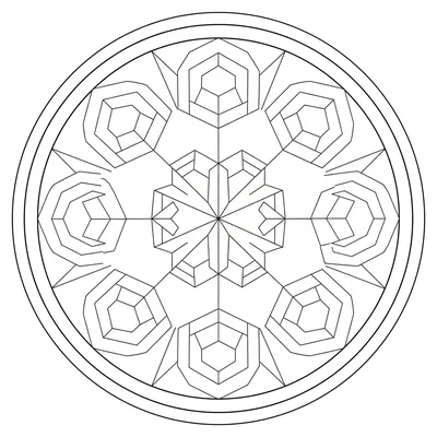 A geometric mandala with 8 sections showing the illusion of overlapping coloring page